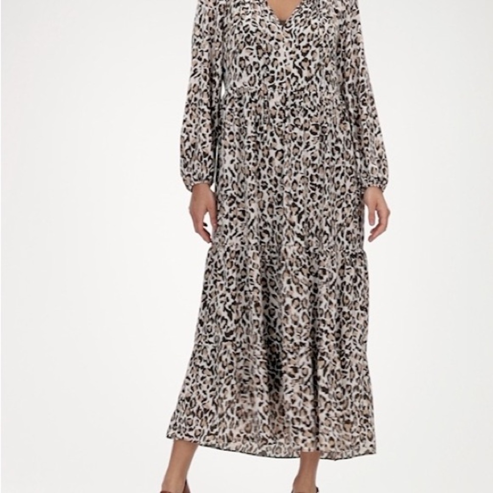 Banana Republic leopard tiered maxi dress